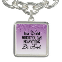 Be Kind Purple Dripping Glitter Bracelet