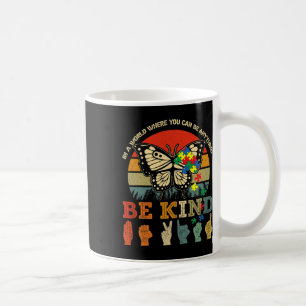 Be Kind Puzzle Butterfly Asl Teacher Autism Awaren Coffee Mug