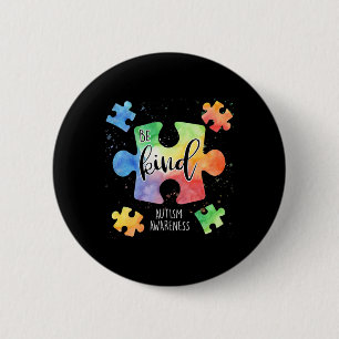 Be Kind Puzzle Pieces Cute Autism Awareness 6 Cm Round Badge