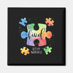 Be Kind Puzzle Pieces Cute Autism Awareness Magnet