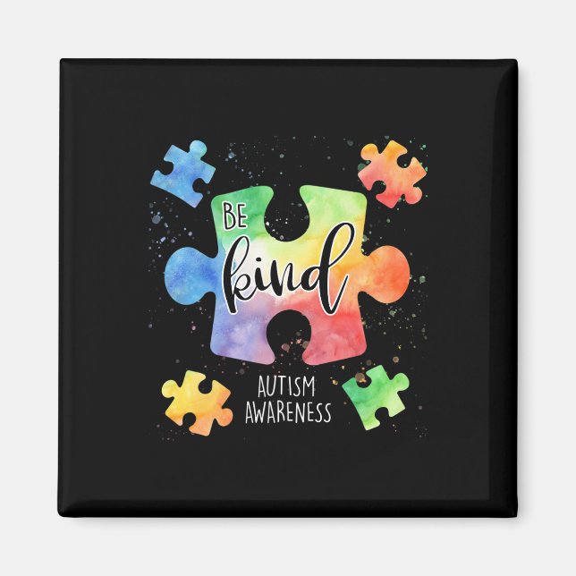 Be Kind Puzzle Pieces Cute Autism Awareness  Magnet (Front)