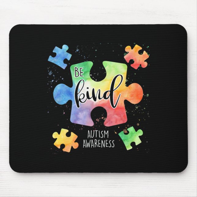 Be Kind Puzzle Pieces Cute Autism Awareness  Mouse Mat (Front)
