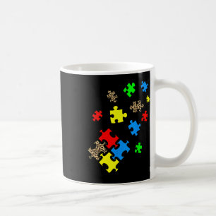 Be Kind Puzzle Pieces Leopard Autism Awareness Mon Coffee Mug
