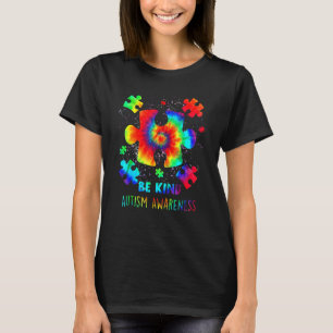 Be Kind Puzzle Pieces Tie Dye Autism Awareness 1 T-Shirt