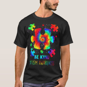 Be Kind Puzzle Pieces Tie Dye Autism Awareness 2 T-Shirt