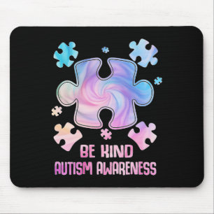 Be Kind Puzzle Pieces Tie Dye Autism Awareness Shi Mouse Mat