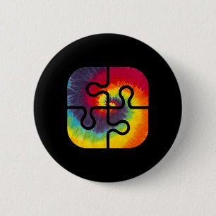 Be Kind Puzzle Pieces Tie Dye Cute Autism Awarenes 6 Cm Round Badge
