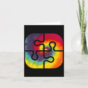 Be Kind Puzzle Pieces Tie Dye Cute Autism Awarenes Card