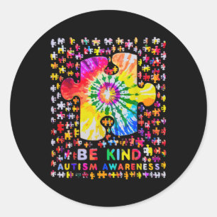 Be Kind Puzzle Tie Dye Autism Awareness Classic Round Sticker