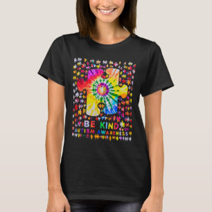 Be Kind Puzzle Tie Dye Autism Awareness T-Shirt