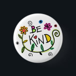 Be Kind Quote Cute Typography 3 Cm Round Badge<br><div class="desc">Cute "Be Kind" message with colorful flower art.</div>