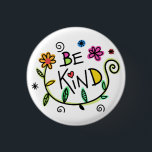 Be Kind Quote Cute Typography 3 Cm Round Badge<br><div class="desc">Cute "Be Kind" message with colorful flower art.</div>