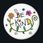 Be Kind Quote Cute Typography Magnet<br><div class="desc">Cute "Be Kind" message with colourful flower art.</div>