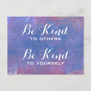 Be Kind Quote on Abstract Blue Background Postcard