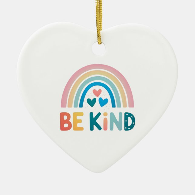 Be Kind Rainbow  Ceramic Tree Decoration (Front)