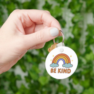 "Be Kind Rainbow – Colourful Positive Quote Design Key Ring