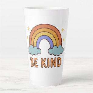 "Be Kind Rainbow – Colourful Positive Quote Design Latte Mug
