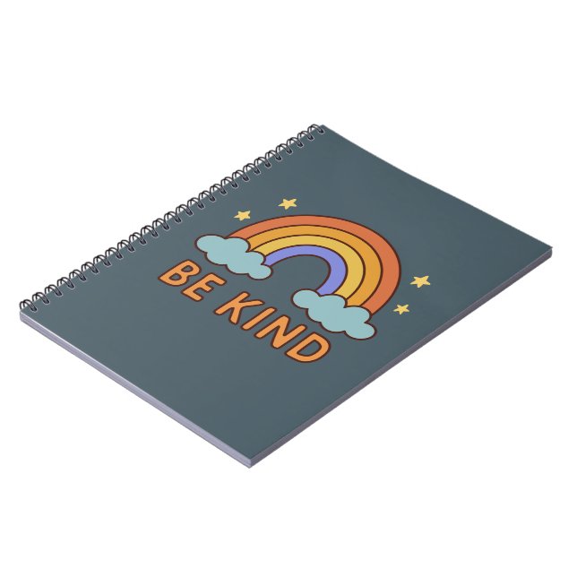 "Be Kind Rainbow – Colourful Positive Quote Design Notebook (Left Side)