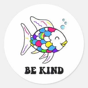 Be Kind Rainbow Fish Teacher Life Teaching Ck To S Classic Round Sticker
