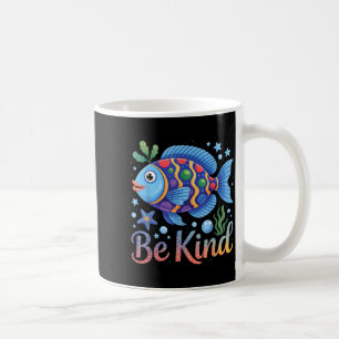 Be kind rainbow fish teacher reading book lover coffee mug