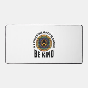 Be Kind Rainbow Flower Peace Vintage Shirt Design_ Desk Mat