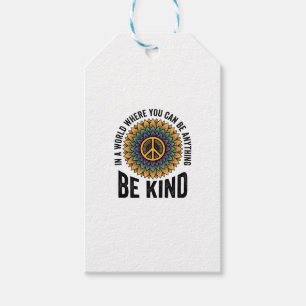 Be Kind Rainbow Flower Peace Vintage Shirt Design_ Gift Tags