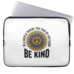 Be Kind Rainbow Flower Peace Vintage Shirt Design_ Laptop Sleeve