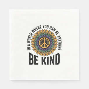 Be Kind Rainbow Flower Peace Vintage Shirt Design_ Napkin