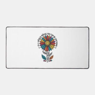 Be Kind Rainbow Flower Vintage Engraving Shirt_1 Desk Mat