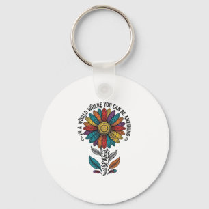 Be Kind Rainbow Flower Vintage Engraving Shirt_1 Key Ring