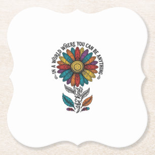 Be Kind Rainbow Flower Vintage Engraving Shirt_1 Paper Coaster