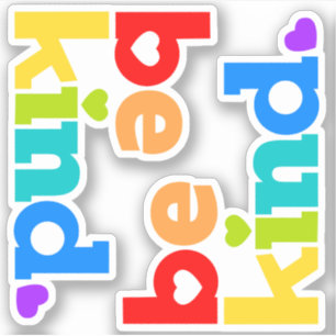 Be kind rainbow graphic slogan heart x2