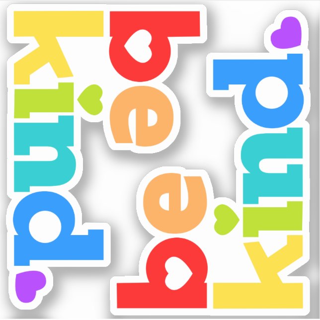 Be kind rainbow graphic slogan heart x2 (Front)