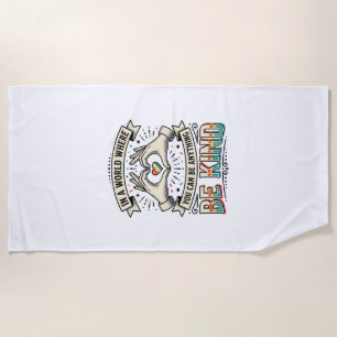 Be Kind Rainbow Heart Hands Vintage Shirt Design_1 Beach Towel