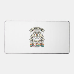 Be Kind Rainbow Heart Hands Vintage Shirt Design_1 Desk Mat