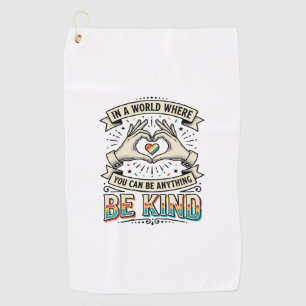 Be Kind Rainbow Heart Hands Vintage Shirt Design_1 Golf Towel