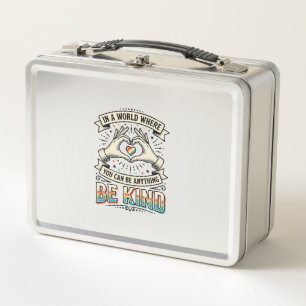 Be Kind Rainbow Heart Hands Vintage Shirt Design_1 Metal Lunch Box