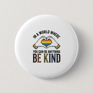 Be Kind Rainbow Heart Hands Vintage Vector Design_ 6 Cm Round Badge
