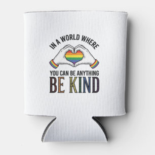 Be Kind Rainbow Heart Hands Vintage Vector Design_ Can Cooler
