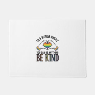 Be Kind Rainbow Heart Hands Vintage Vector Design_ Doormat