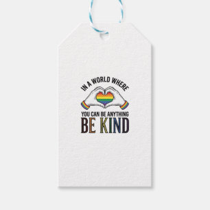 Be Kind Rainbow Heart Hands Vintage Vector Design_ Gift Tags