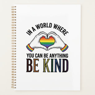 Be Kind Rainbow Heart Hands Vintage Vector Design_ Planner