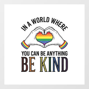 Be Kind Rainbow Heart Hands Vintage Vector Design_ Window Cling