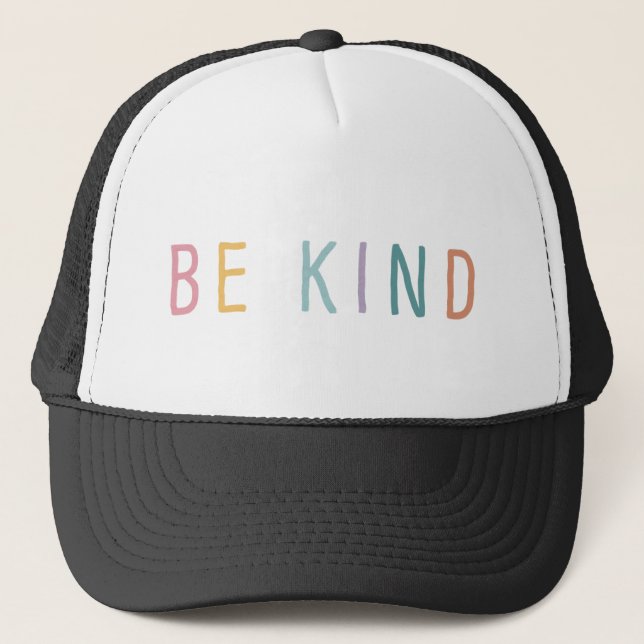 Be Kind | Rainbow Lettering Trucker Hat (Front)