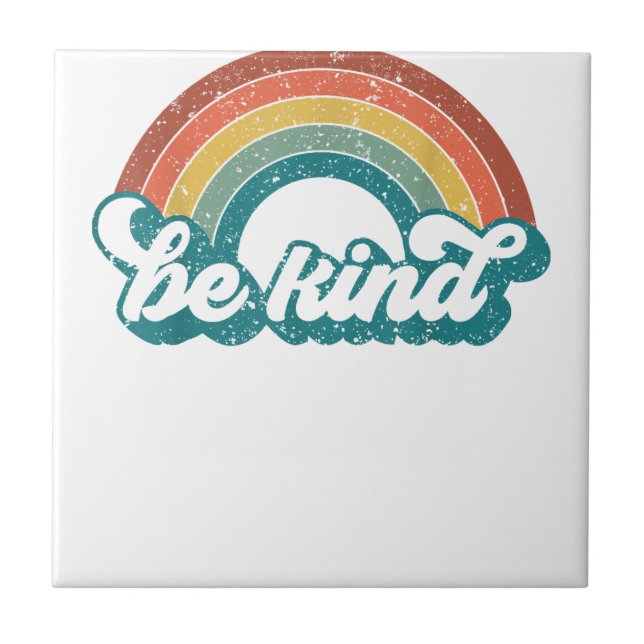 Be Kind Rainbow LGBT Flag LGBT Pride Month Retro V Tile (Front)