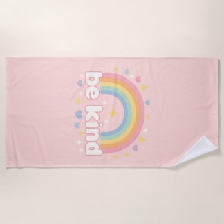 Be Kind – Rainbow Pastel Positivity Beach Towel