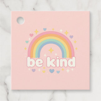 Be Kind – Rainbow Pastel Positivity Favour Tags