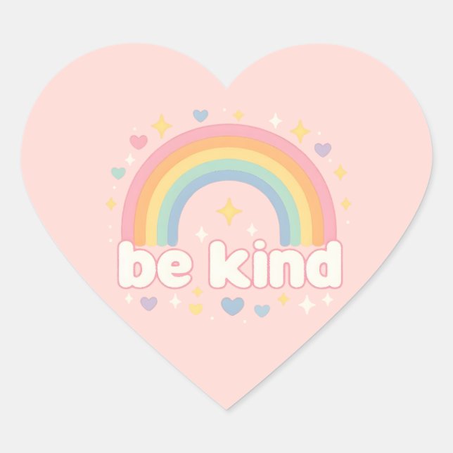 Be Kind – Rainbow Pastel Positivity Heart Sticker (Front)