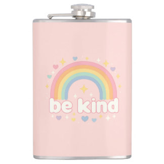 Be Kind – Rainbow Pastel Positivity Hip Flask