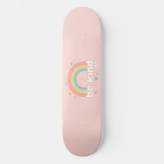 Be Kind – Rainbow Pastel Positivity Skateboard